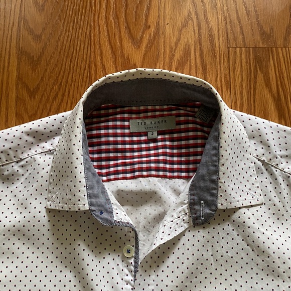 🔥SALE🔥 Ted Baker Men’s Long Sleeve Shirt White Dots - Picture 3 of 8